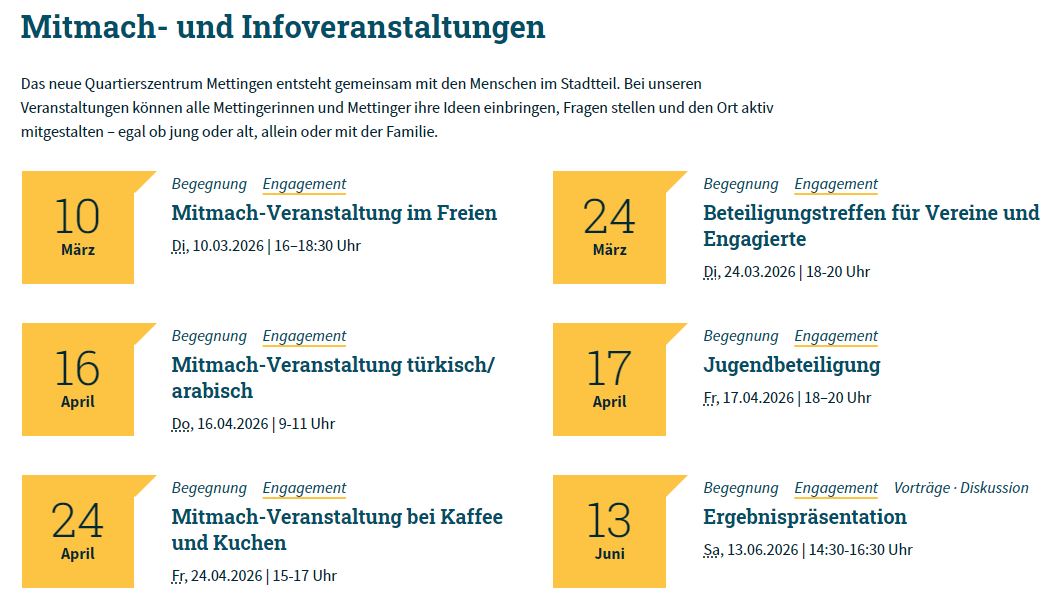 Terminübersicht Beteiligungsprozess